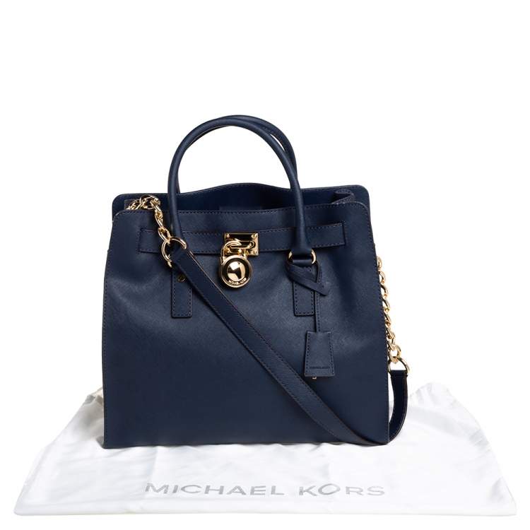 Pre Owned MICHAEL Michael Kors Blue Saffiano Leather Large Hamilton North South Tote