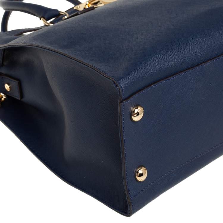 Pre Owned MICHAEL Michael Kors Blue Saffiano Leather Large Hamilton North South Tote