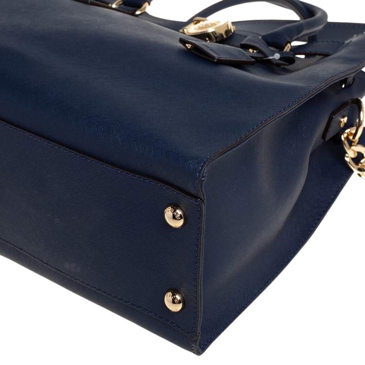 Pre Owned MICHAEL Michael Kors Blue Saffiano Leather Large Hamilton North South Tote