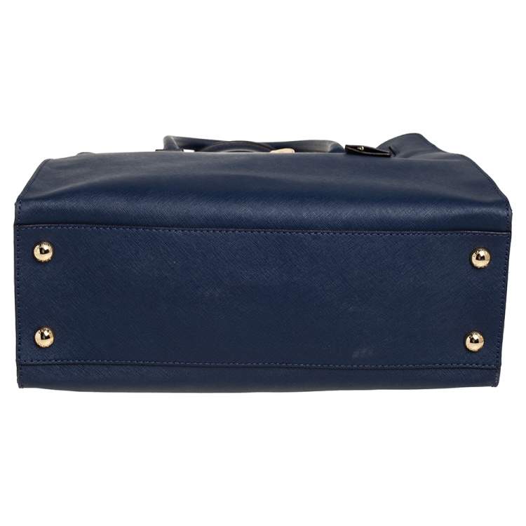 Pre Owned MICHAEL Michael Kors Blue Saffiano Leather Large Hamilton North South Tote