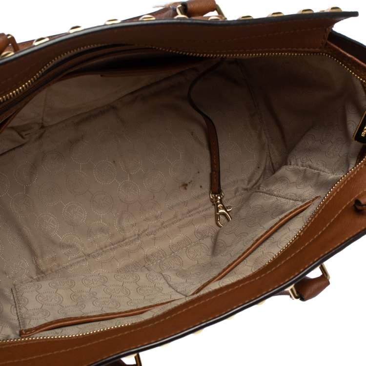 Pre Owned MICHAEL Michael Kors Brown Studded Leather Selma Tote