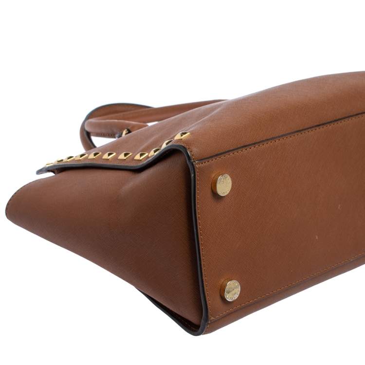Pre Owned MICHAEL Michael Kors Brown Studded Leather Selma Tote