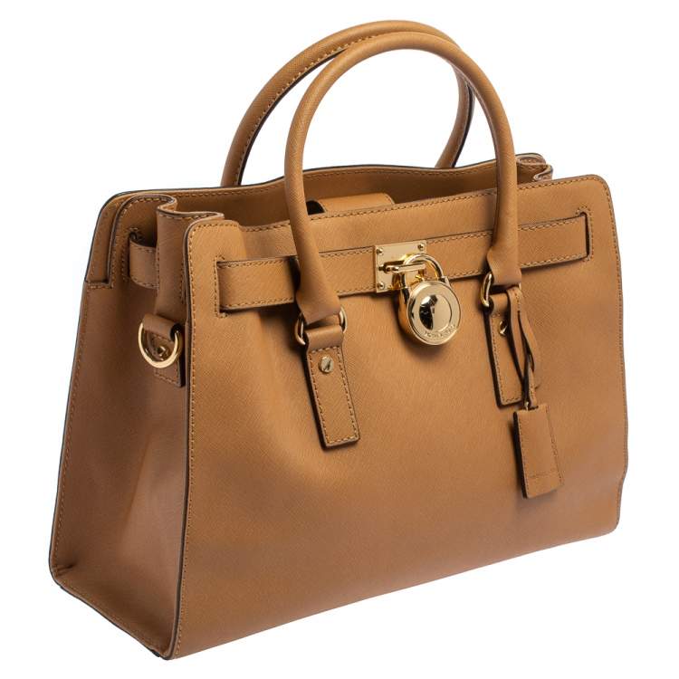 Pre Owned Michael Michael Kors Tan Leather Hamilton East West Tote