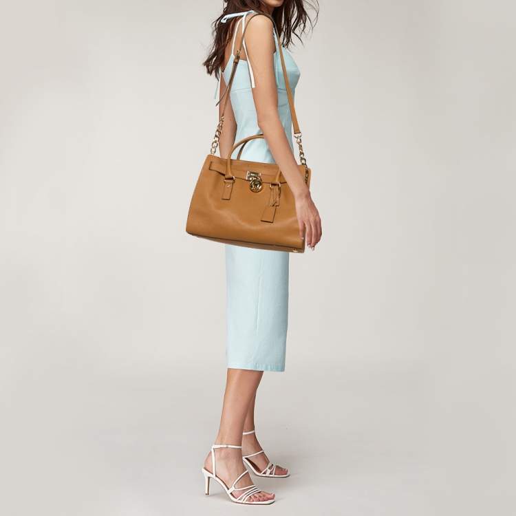 Pre Owned Michael Michael Kors Tan Leather Hamilton East West Tote