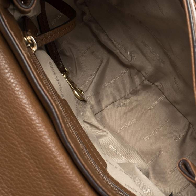 Pre Owned MICHAEL Michael Kors Brown Leather and Suede Medium Isadore Top Handle Bag