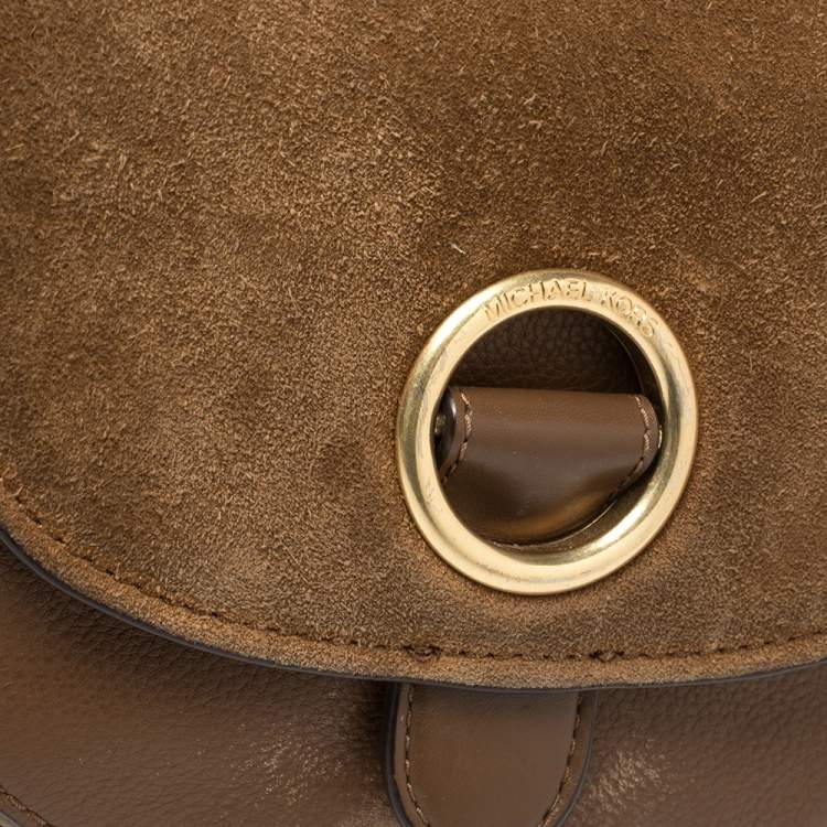 Pre Owned MICHAEL Michael Kors Brown Leather and Suede Medium Isadore Top Handle Bag