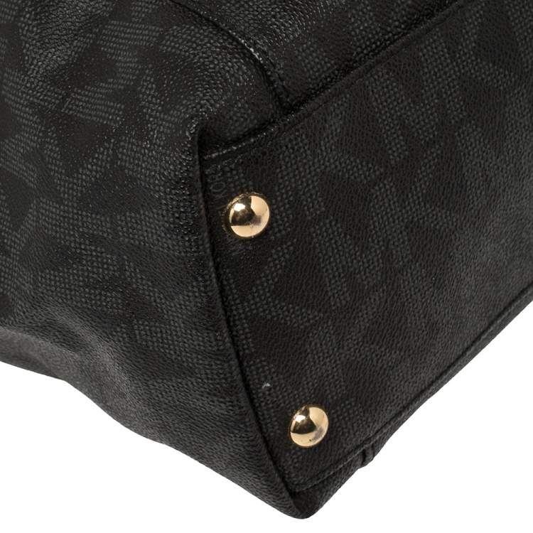 Pre Owned  MICHAEL Michael Kors Black Signature Coated Canvas Jet Set Tote