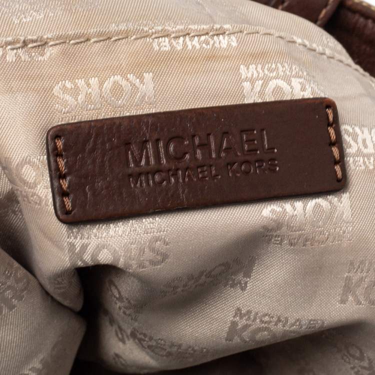 Pre Owned MICHAEL Michael Kors Beige/Brown Signature Canvas and Leather Jet Set Tote