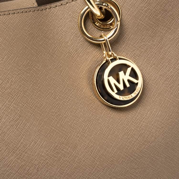 Pre Owned MICHAEL Michael Kors Beige Saffiano Leather Medium Cynthia Tote