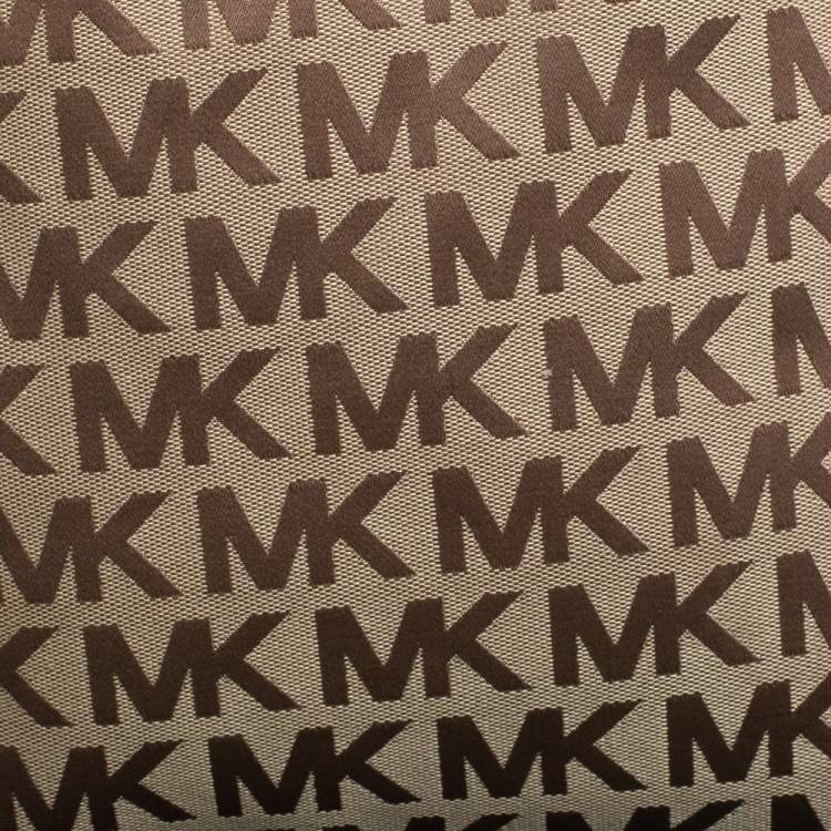 Pre Owned MICHAEL Michael Kors Beige/Orange Signature Canvas and Leather Tote