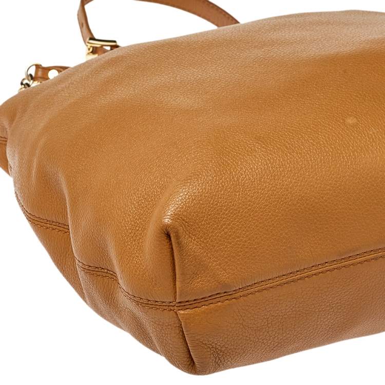 Pre Owned MICHAEL Michael Kors Tan Grained Leather Jet Set Chain Hobo