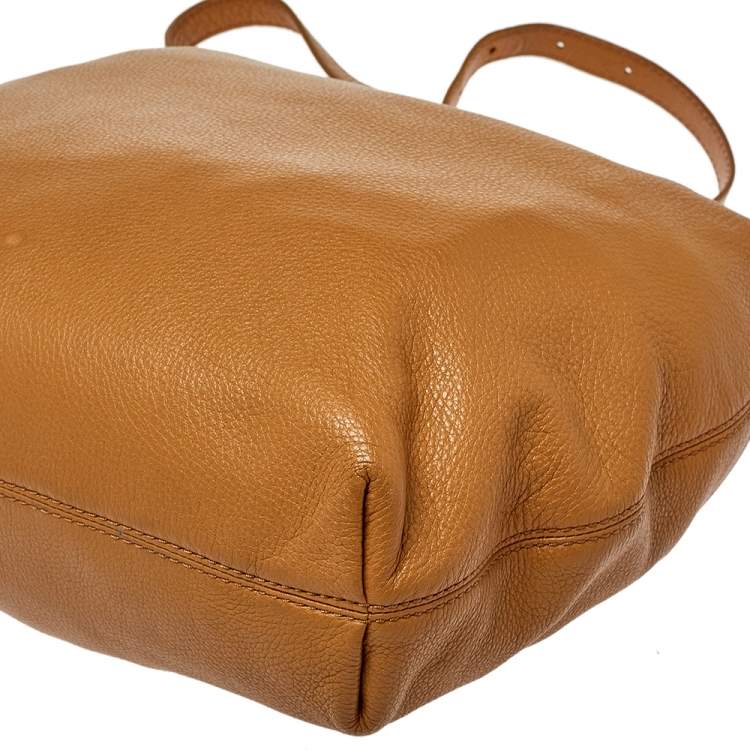 Pre Owned MICHAEL Michael Kors Tan Grained Leather Jet Set Chain Hobo