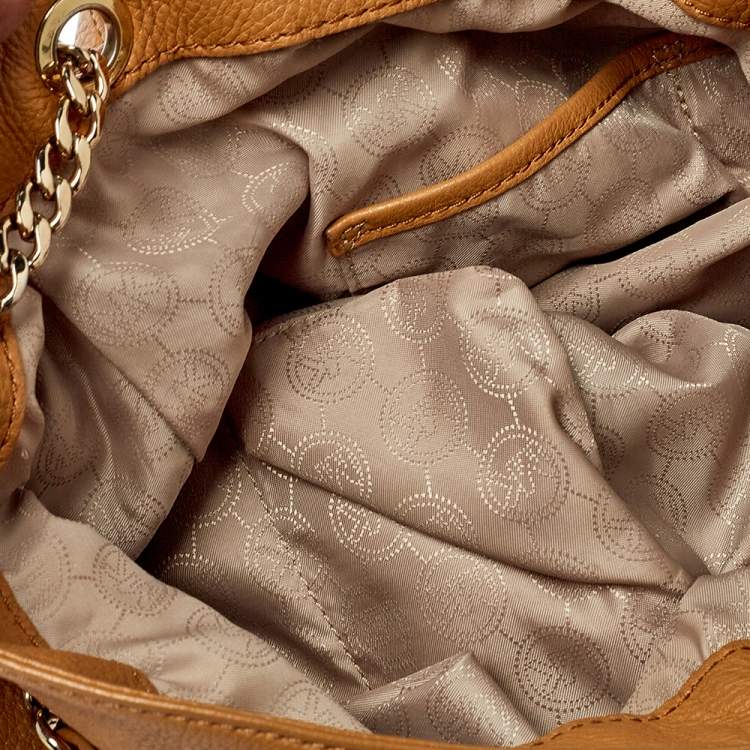 Pre Owned MICHAEL Michael Kors Tan Grained Leather Jet Set Chain Hobo