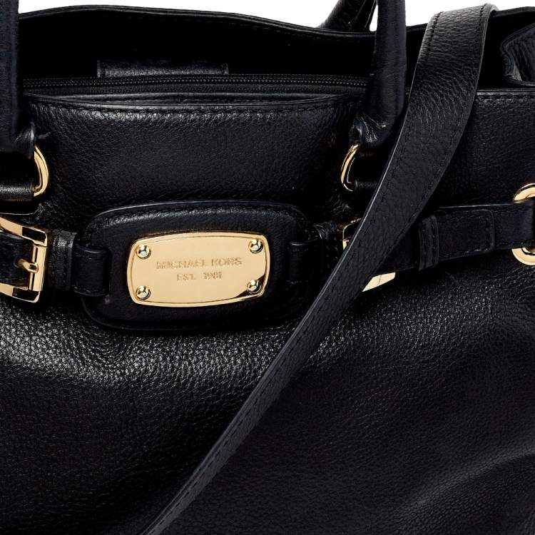 Pre Owned MICHAEL Michael Kors Black Leather Hamilton East West Tote