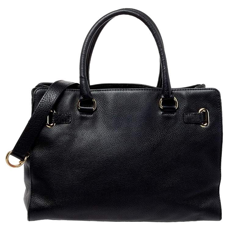 Pre Owned MICHAEL Michael Kors Black Leather Hamilton East West Tote
