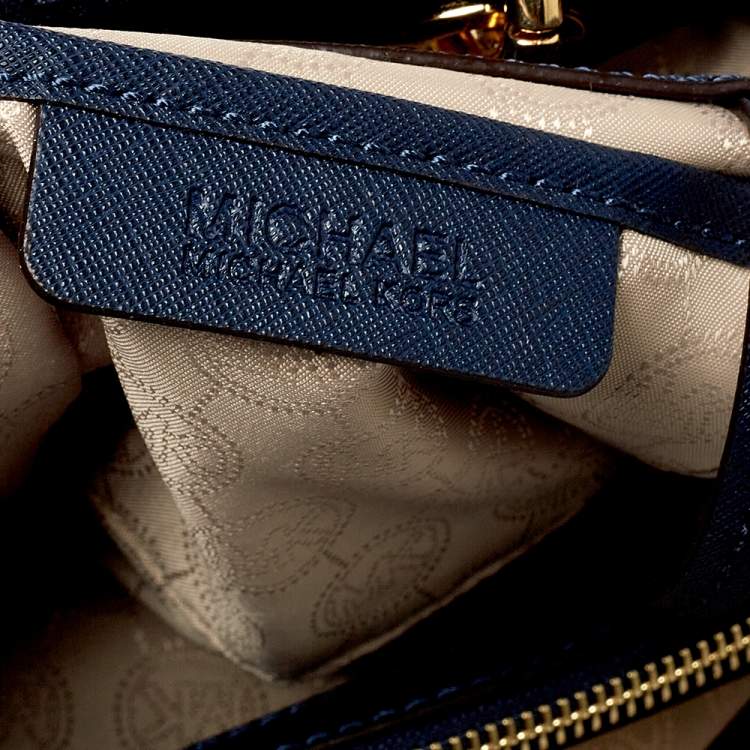 Pre Owned MICHAEL Michael Kors Navy Blue Leather Large Cynthia Tote