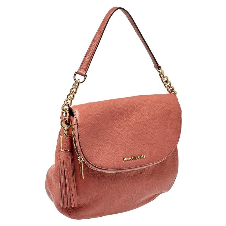 Pre Owned MICHAEL Michael Kors Peach Leather Bedford Shoulder Bag