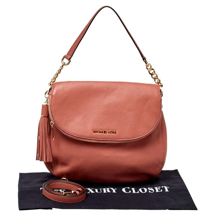 Pre Owned MICHAEL Michael Kors Peach Leather Bedford Shoulder Bag