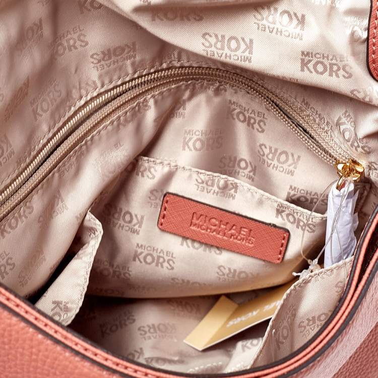 Pre Owned MICHAEL Michael Kors Peach Leather Bedford Shoulder Bag