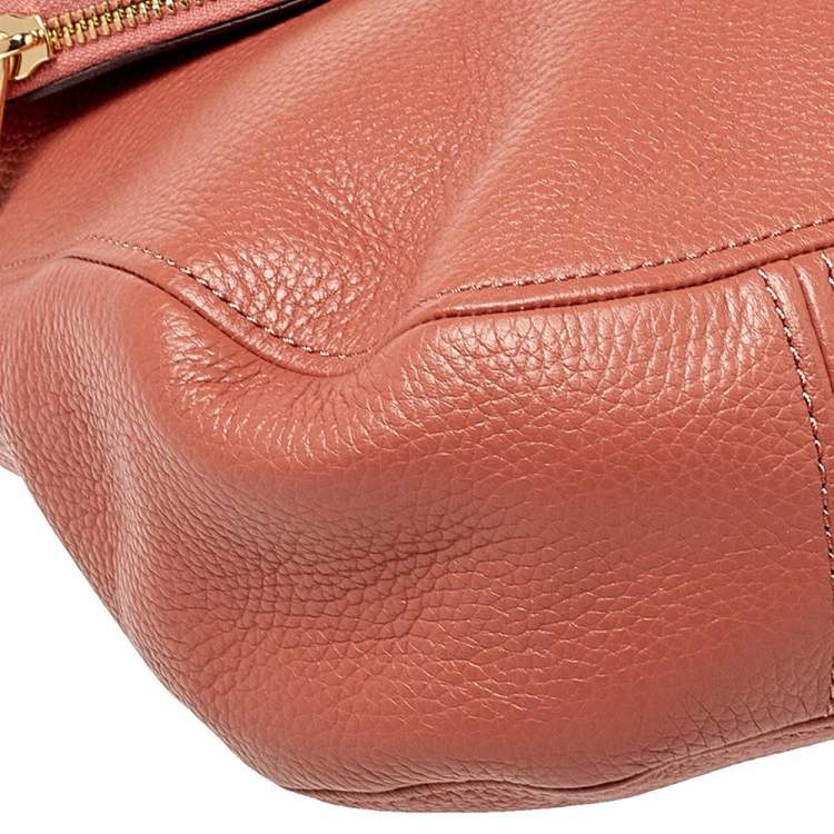 Pre Owned MICHAEL Michael Kors Peach Leather Bedford Shoulder Bag