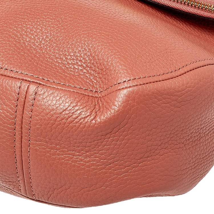 Pre Owned MICHAEL Michael Kors Peach Leather Bedford Shoulder Bag