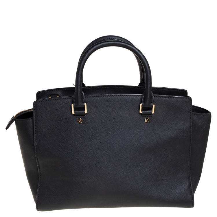 Pre Owned MICHAEL Michael Kors Black Saffiano Leather Large Selma Tote