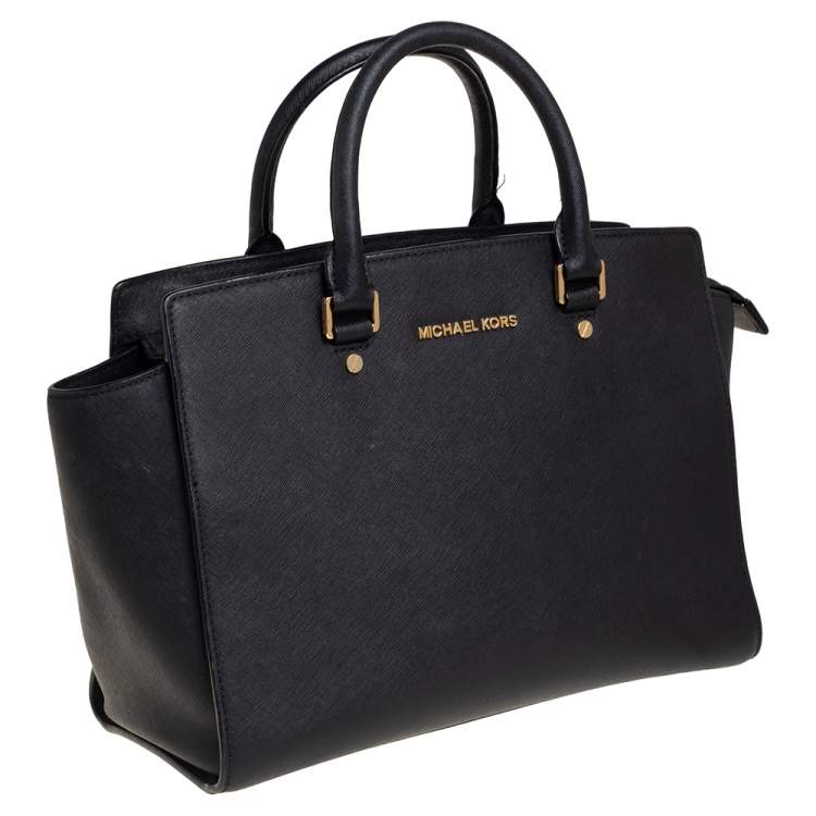 Pre Owned MICHAEL Michael Kors Black Saffiano Leather Large Selma Tote