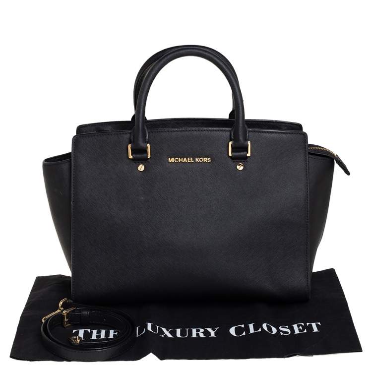 Pre Owned MICHAEL Michael Kors Black Saffiano Leather Large Selma Tote