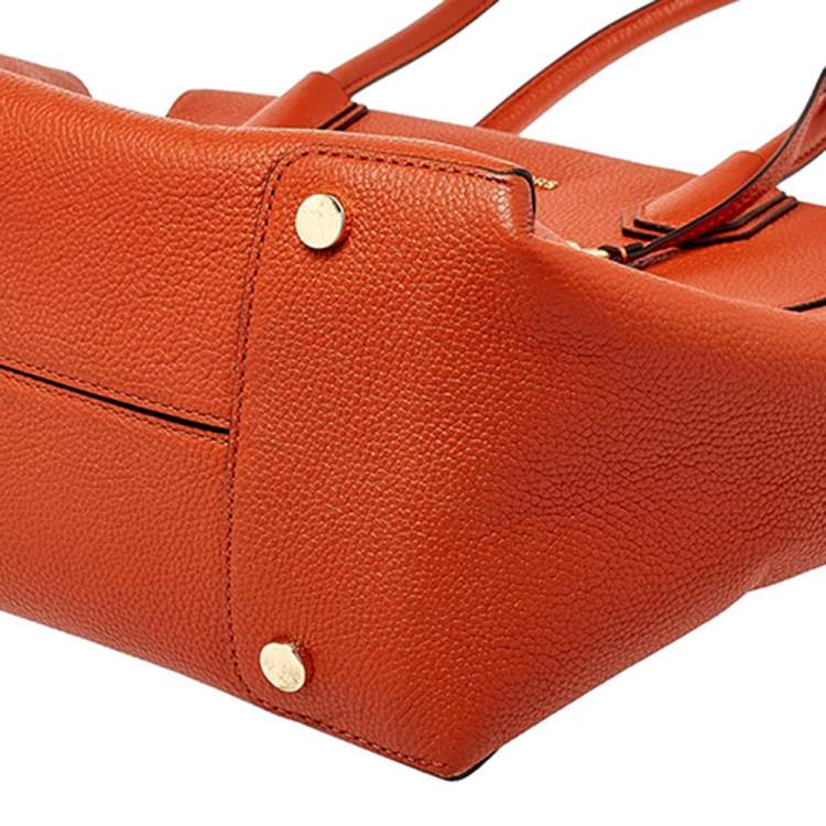Pre Owned MICHAEL Michael Kors Orange Grained Leather Large Mercer Tote