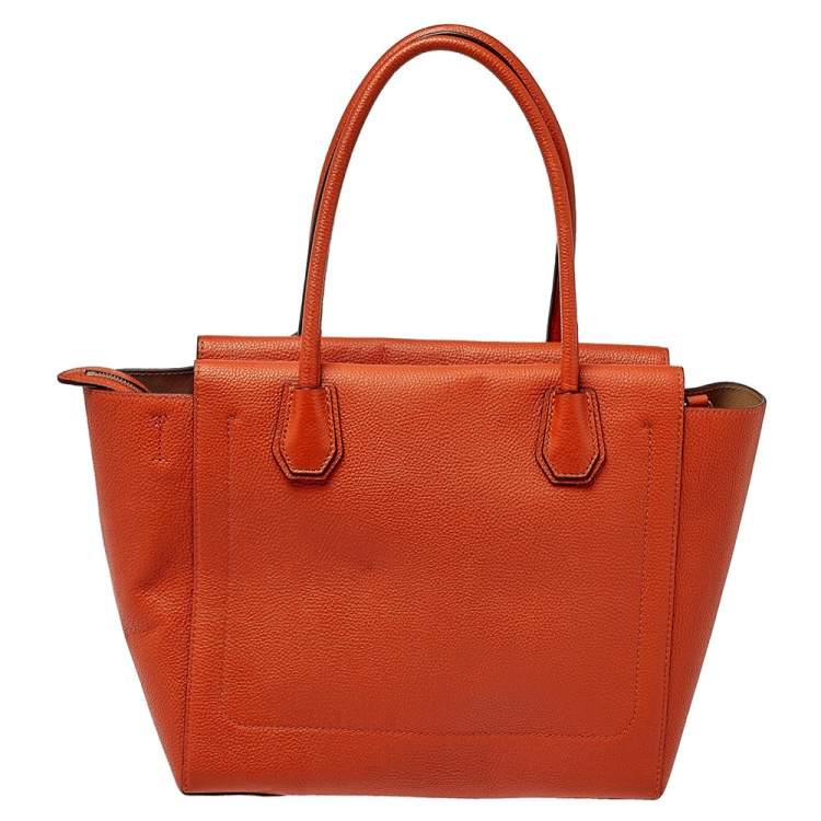 Pre Owned MICHAEL Michael Kors Orange Grained Leather Large Mercer Tote