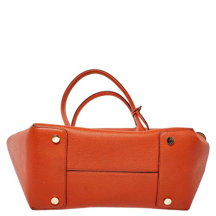 Pre Owned MICHAEL Michael Kors Orange Grained Leather Large Mercer Tote