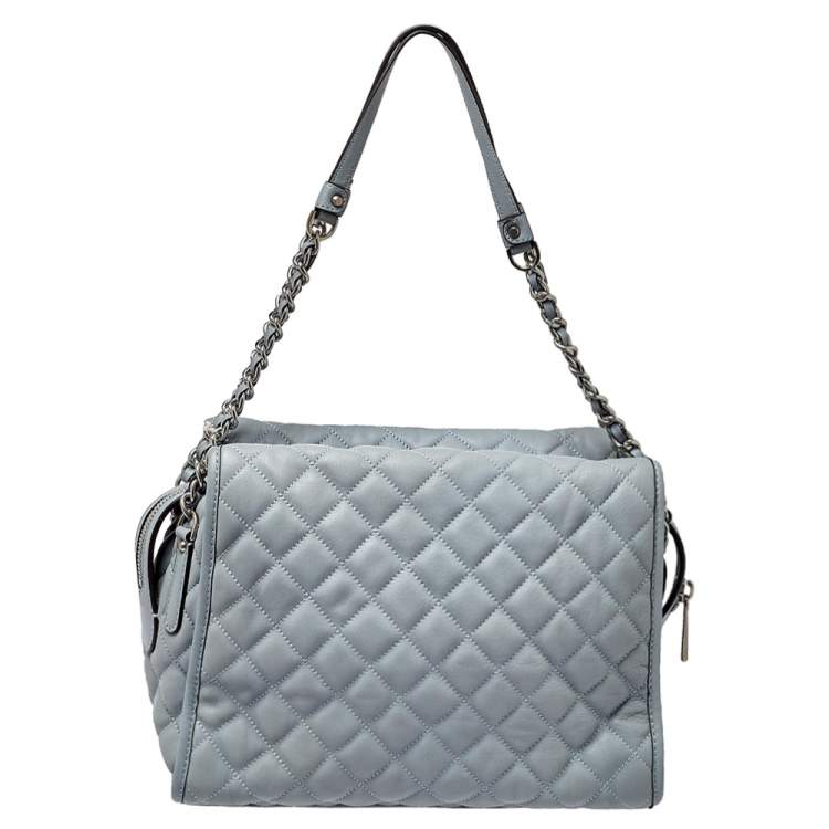 Pre Owned MICHAEL Michael Kors Blue Quilted Leather XL Rachel Satchel