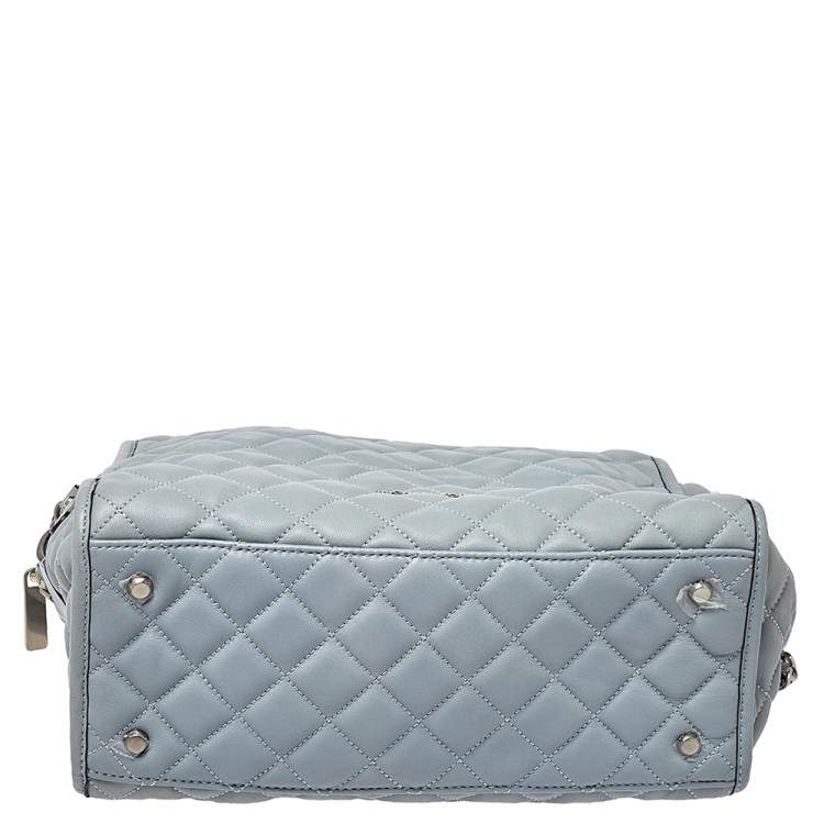 Pre Owned MICHAEL Michael Kors Blue Quilted Leather XL Rachel Satchel
