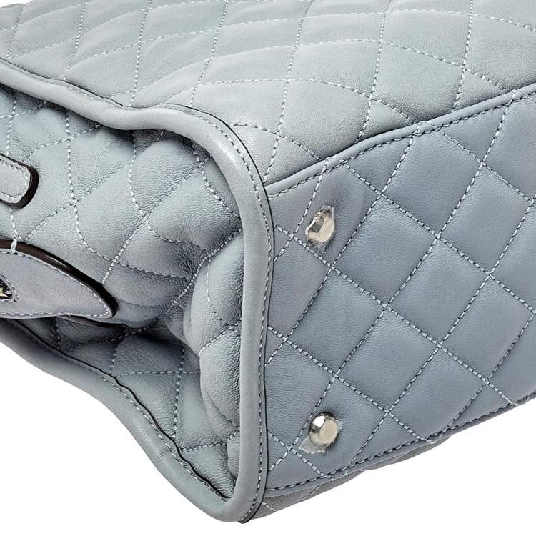Pre Owned MICHAEL Michael Kors Blue Quilted Leather XL Rachel Satchel