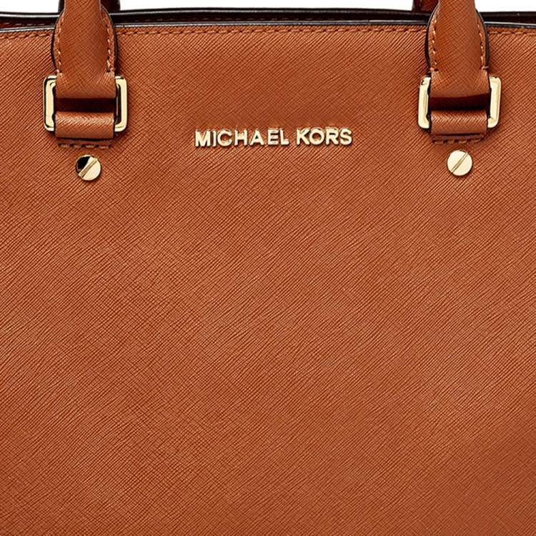 Pre Owned MICHAEL Michael Kors Brown Saffiano Leather Large Selma Tote