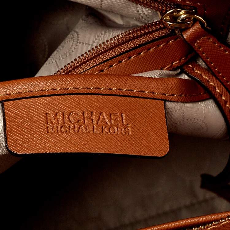 Pre Owned MICHAEL Michael Kors Brown Saffiano Leather Large Selma Tote