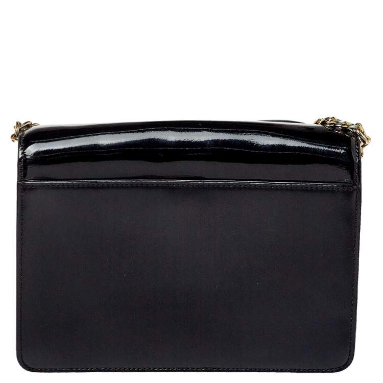 Pre Owned MICHAEL Michael Kors Black Leather and Patent Leather Daniela Crossbody Bag