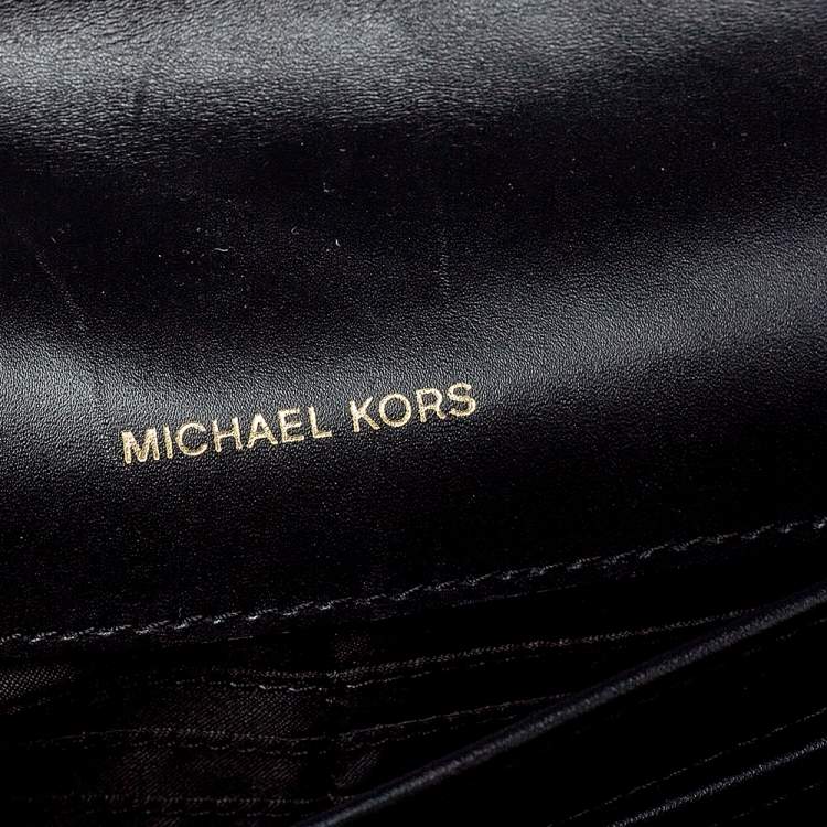 Pre Owned MICHAEL Michael Kors Black Leather and Patent Leather Daniela Crossbody Bag