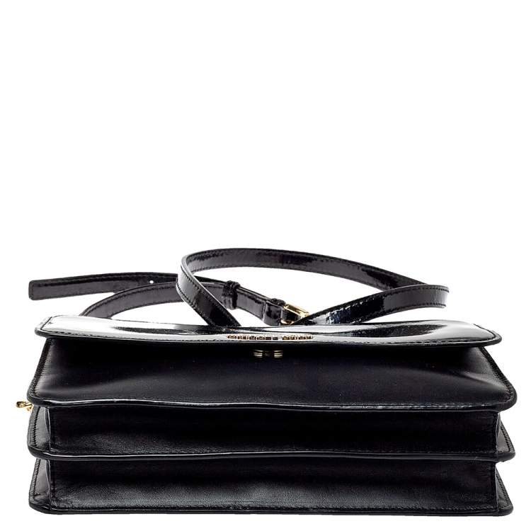 Pre Owned MICHAEL Michael Kors Black Leather and Patent Leather Daniela Crossbody Bag