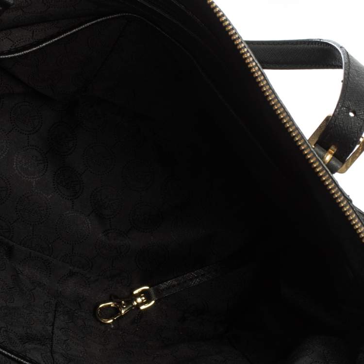 Pre Owned MICHAEL Michael Kors Black Leather Medium Jet Set Top Zip Tote