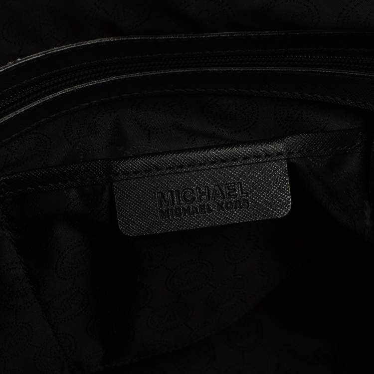 Pre Owned MICHAEL Michael Kors Black Leather Medium Jet Set Top Zip Tote