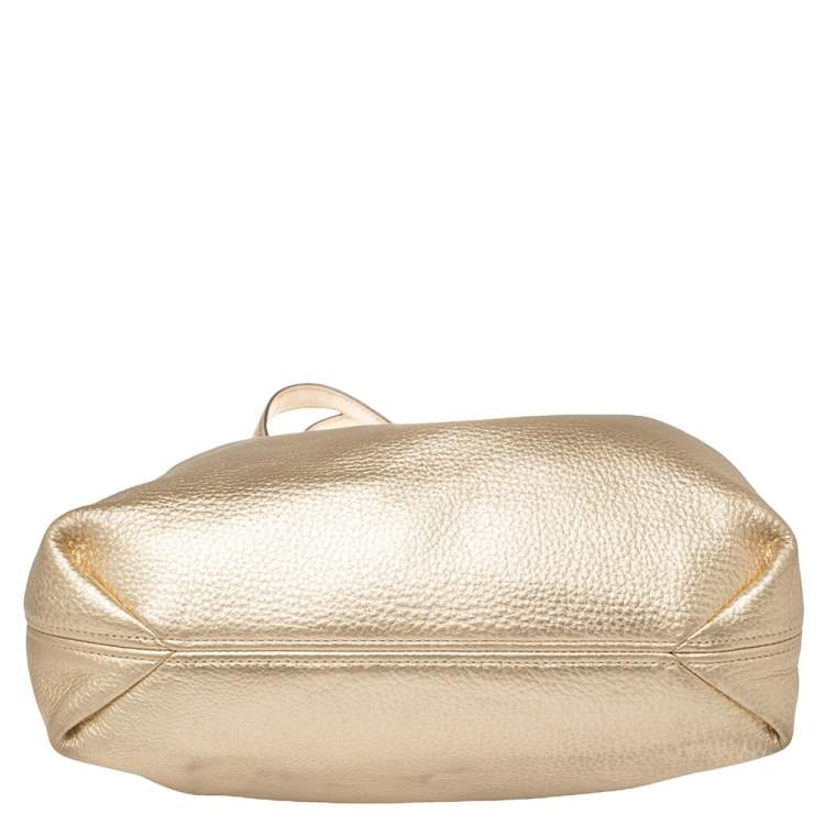 Pre Owned MICHAEL Michael Kors Gold Leather Camden Drawstring Hobo