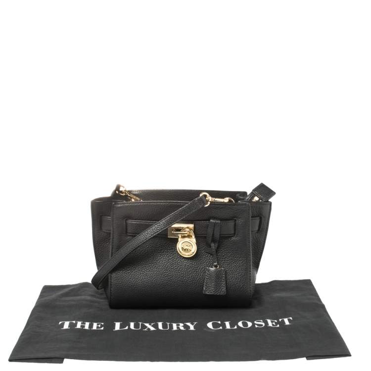 مملوكة مسبقًا MICHAEL Michael Kors Black Leather Hamilton Crossbody Bag