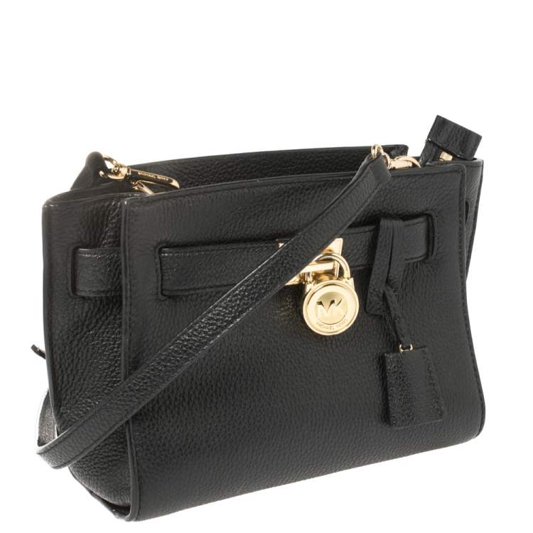 مملوكة مسبقًا MICHAEL Michael Kors Black Leather Hamilton Crossbody Bag