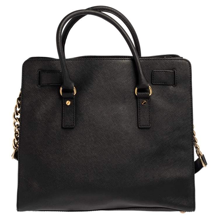Pre Owned MICHAEL Michael Kors Black Leather Hamilton North South Tote