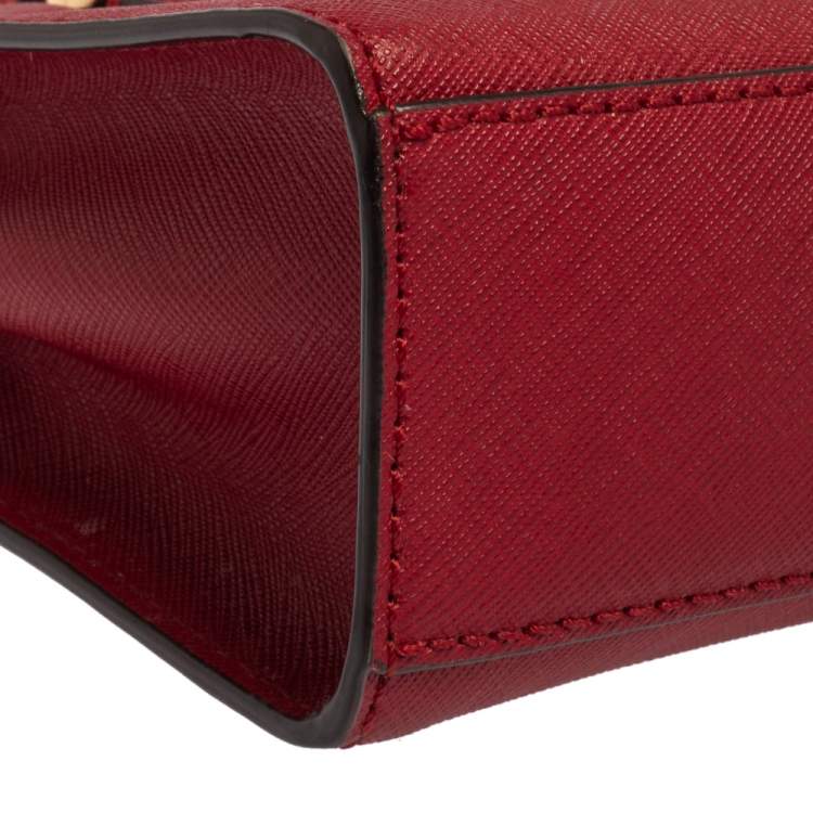 Pre Owned MICHAEL Michael Kors Dark Red Saffiano Leather Mini Dillon Tote