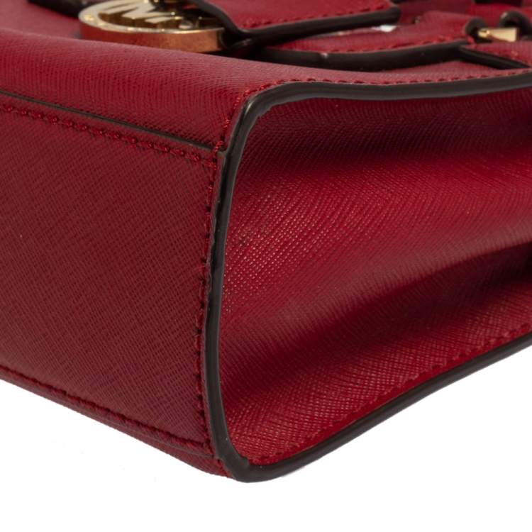 Pre Owned MICHAEL Michael Kors Dark Red Saffiano Leather Mini Dillon Tote