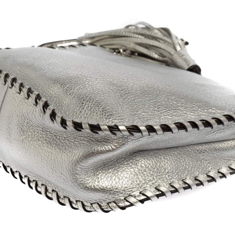 Pre Owned MICHAEL Michael Kors Silver Leather Chelsea Chain Shoulder Bag 