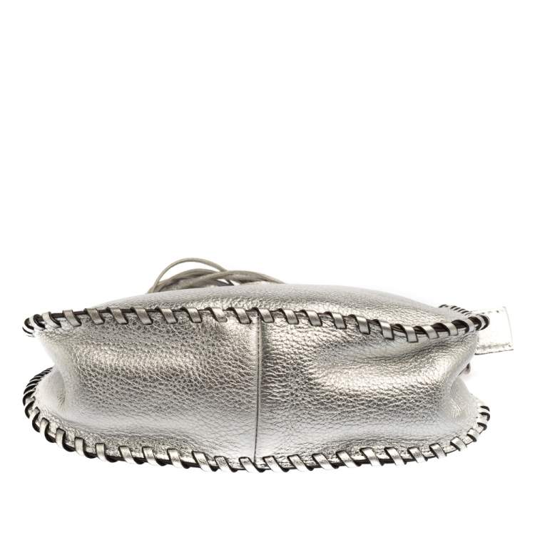 Pre Owned MICHAEL Michael Kors Silver Leather Chelsea Chain Shoulder Bag 