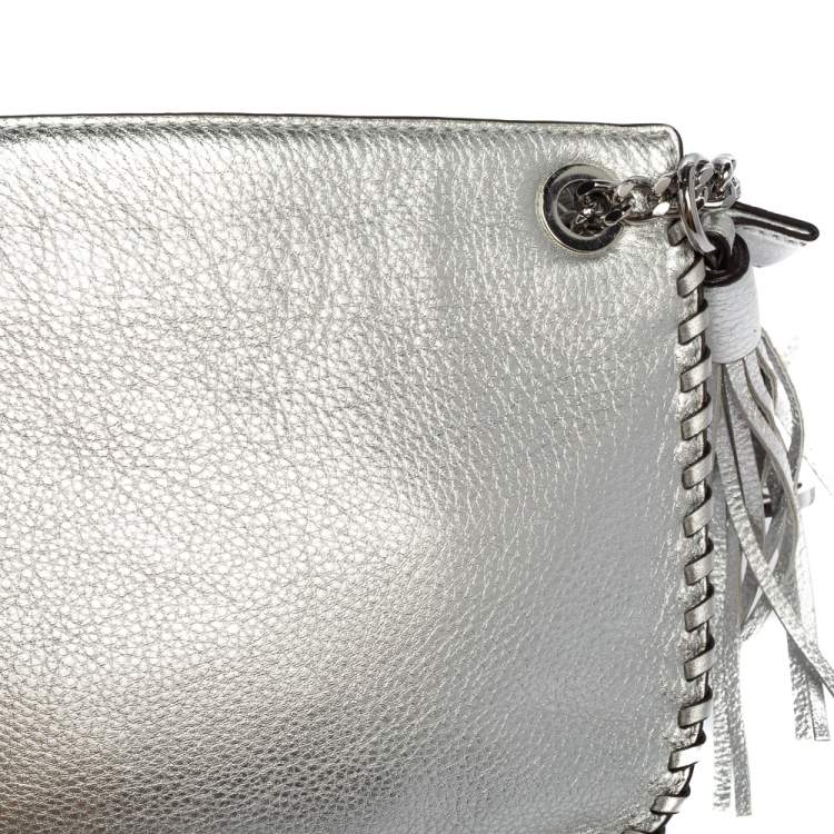 Pre Owned MICHAEL Michael Kors Silver Leather Chelsea Chain Shoulder Bag 